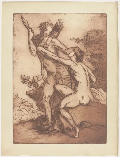 Venus and Adonis (plate, folio 77) from Les Amours (The Loves) by Émile Bernard, illustrated book, 1915