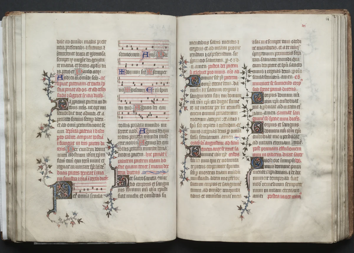 The Gotha Missal: Fol. 68r, Text by Master of the Boqueteaux, book, 1370-1380