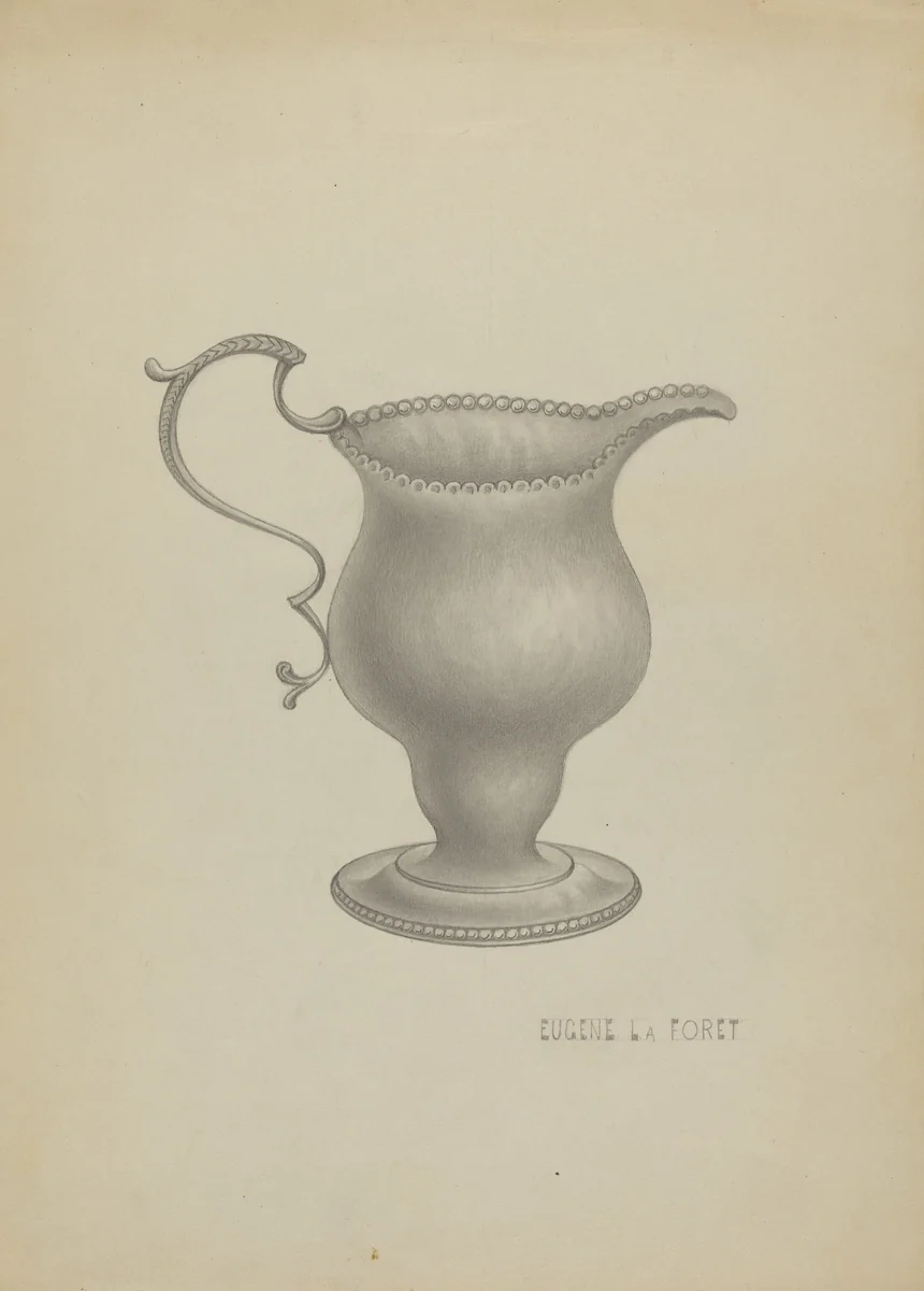 Silver Cream Pitcher by Eugene La Foret, index of american design, 1936
