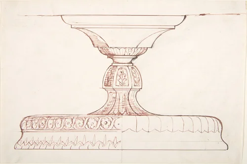 Design for a Metal Footed Vessel (for liturgical use?) by anonymous, drawing, 1850-1900
