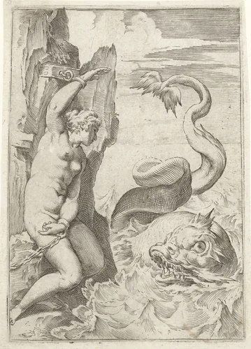 Andromeda by Agostino Carracci, print, 1590-1595
