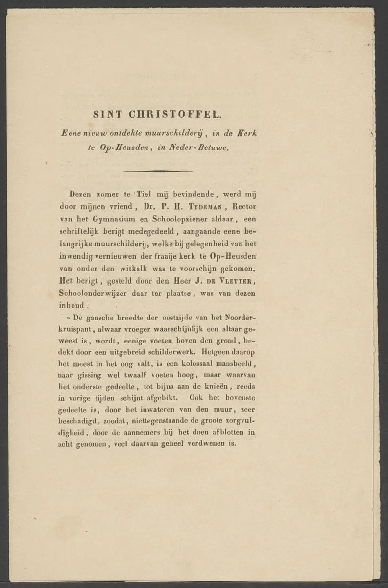 Beschrijving van de muurschildering uit de kerk van Opheusden by anonymous, other, 1847