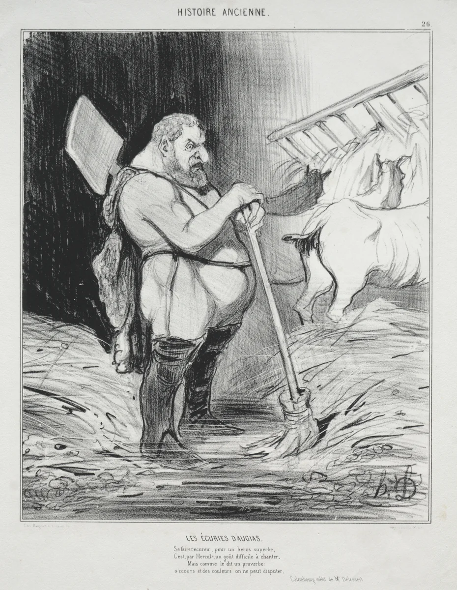 The Stable of Augeas by Honoré Daumier, print, 1842