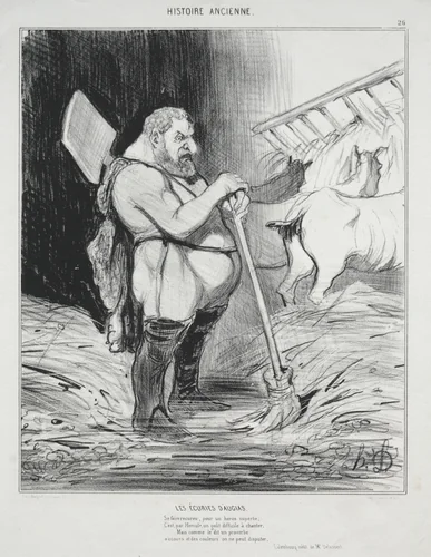 The Stable of Augeas by Honoré Daumier, print, 1842