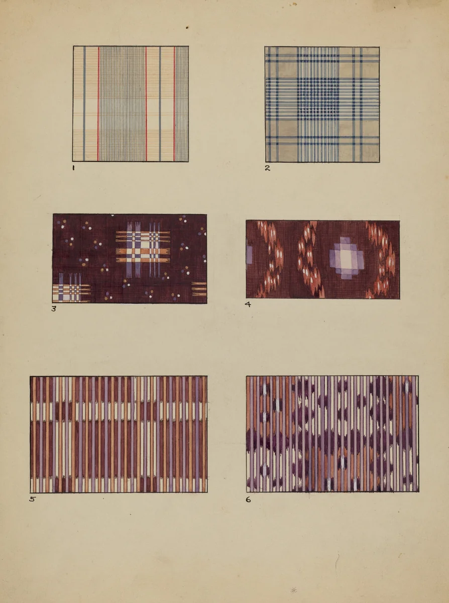 Printed Cotton Swatches by Millia Davenport, index of american design, 1936