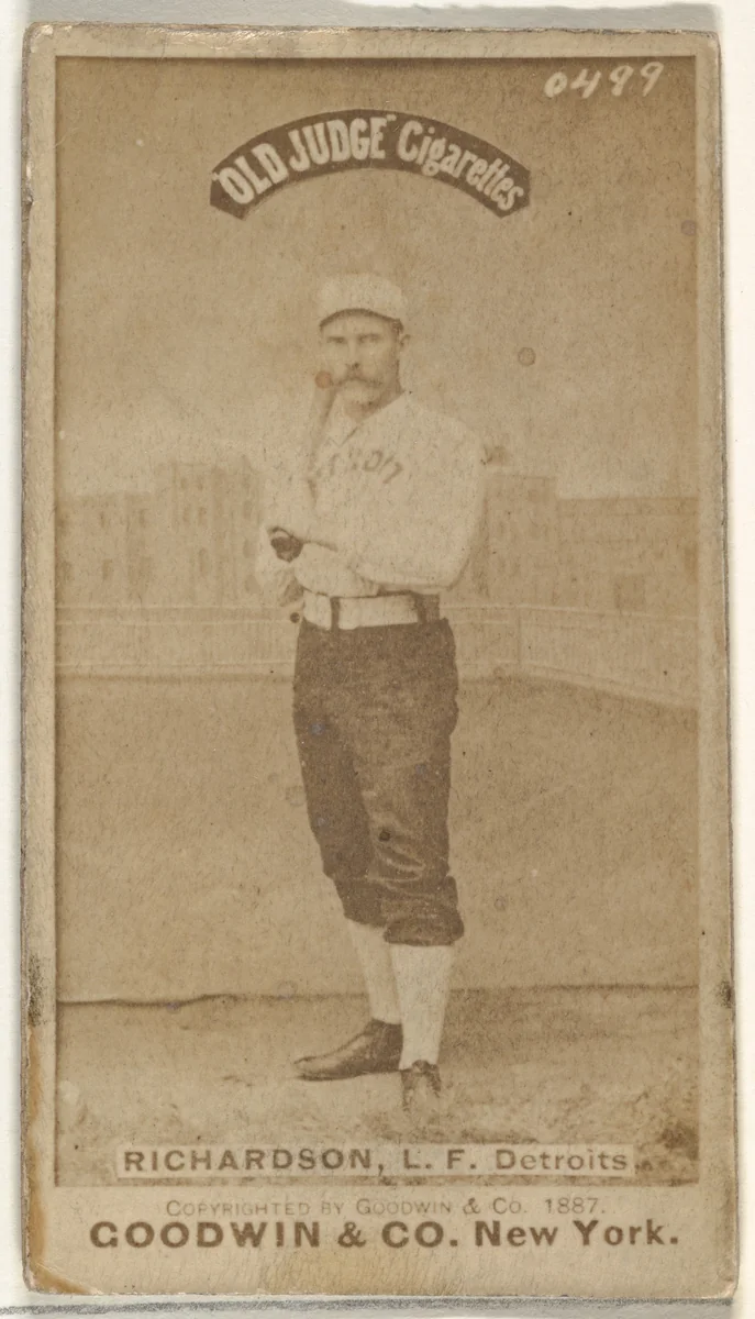 Abram Harding "Hardy" Richardson, Left Field, Detroit Wolverines, from the Old Judge series (N172) for Old Judge Cigarettes by Goodwin & Company, photograph, 1887