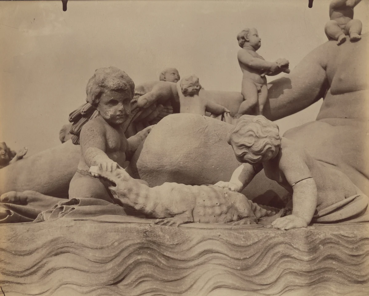 Tuileries - Le Nil par / Bourdie (Detail) / (1e arr) by Eugène Atget, photograph, 1911