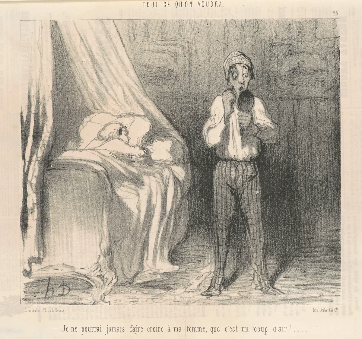 Je ne pourrai jamais faire croire a ma femme ... by Honoré Daumier, print, 1847