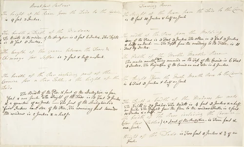 Measurements for a Breakfast Parlour and Drawing Room by James Oldham, drawing, 1781-1791