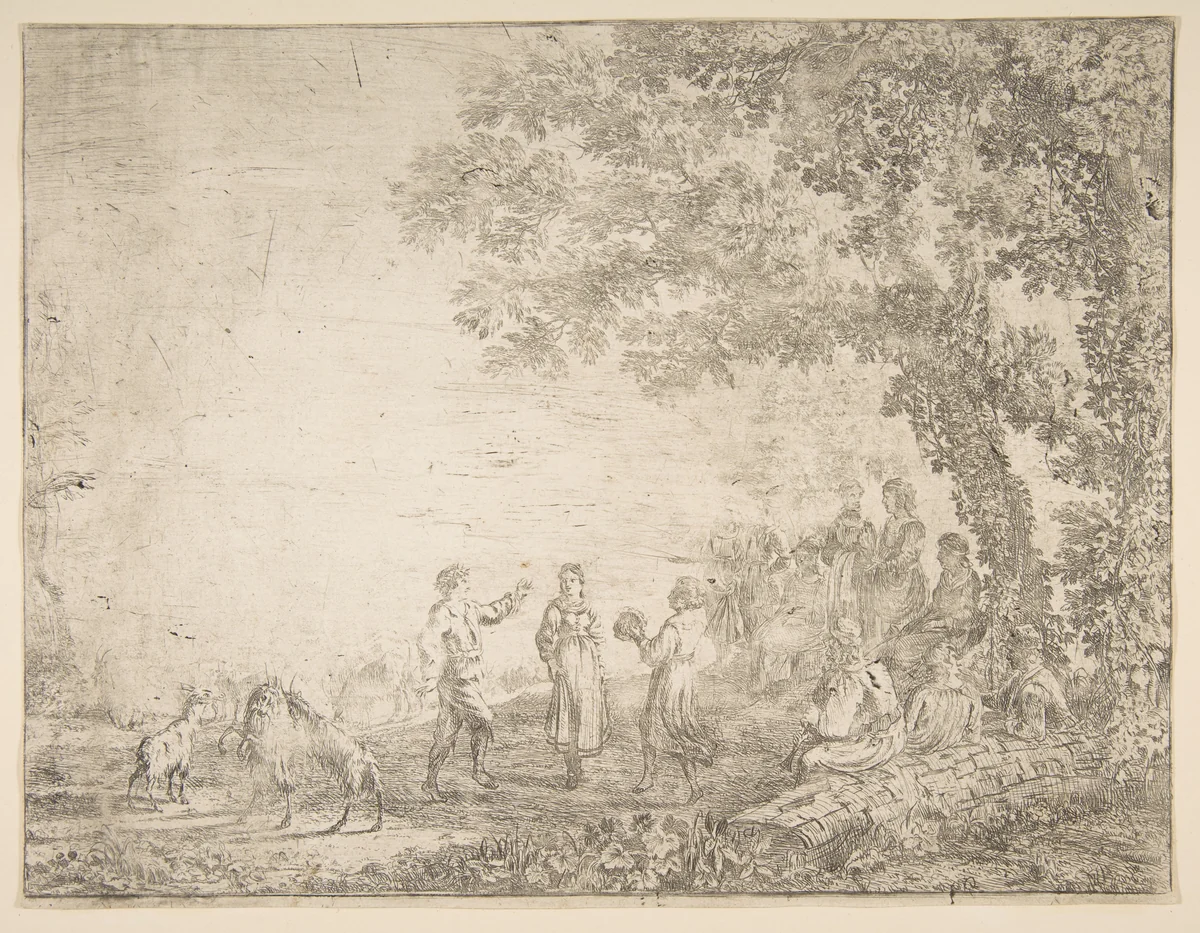 The Country Dance (Large Plate) by Claude Lorrain, print, 1632-1642
