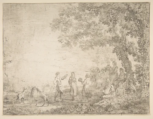 The Country Dance (Large Plate) by Claude Lorrain, print, 1632-1642