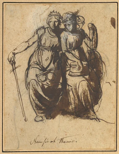 Nemesis and Themis by Nicolai Abraham Abildgaard, drawing, 1763-1809