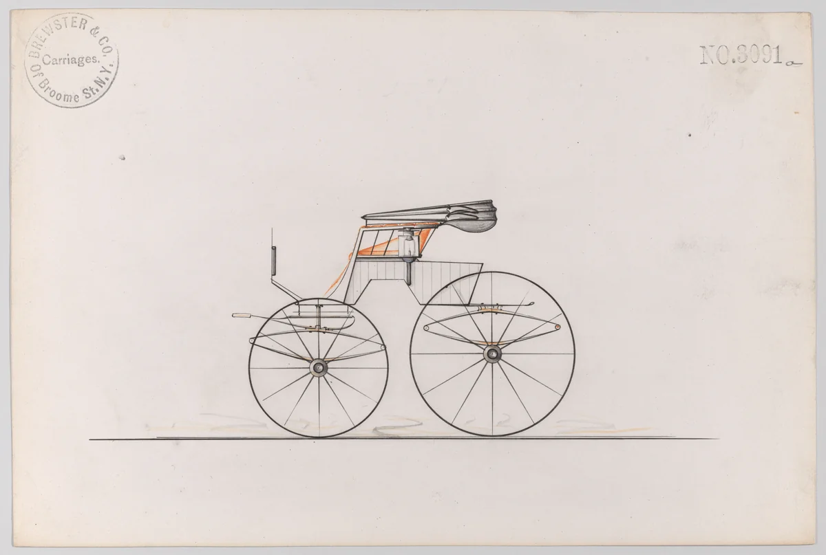 Design for Road Wagon, no. 3091a by Brewster & Co., drawing, 1875