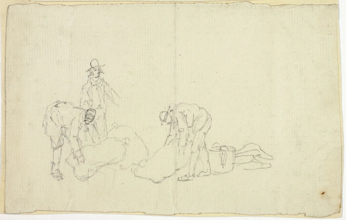 Figures with Market Goods by William Henry Pyne, drawing, 1789-1843