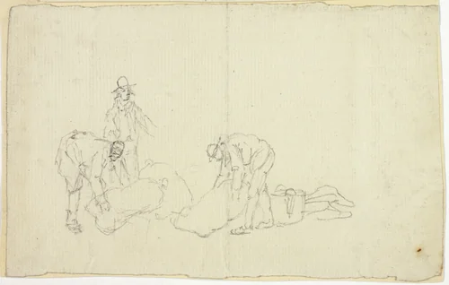 Figures with Market Goods by William Henry Pyne, drawing, 1789-1843