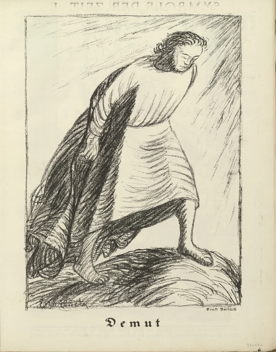 Humility (Demut) (plate, folio 3) from the periodical Der Bildermann, vol. 1, no. 1 (Apr 1916) by Ernst Barlach, periodical, 1916