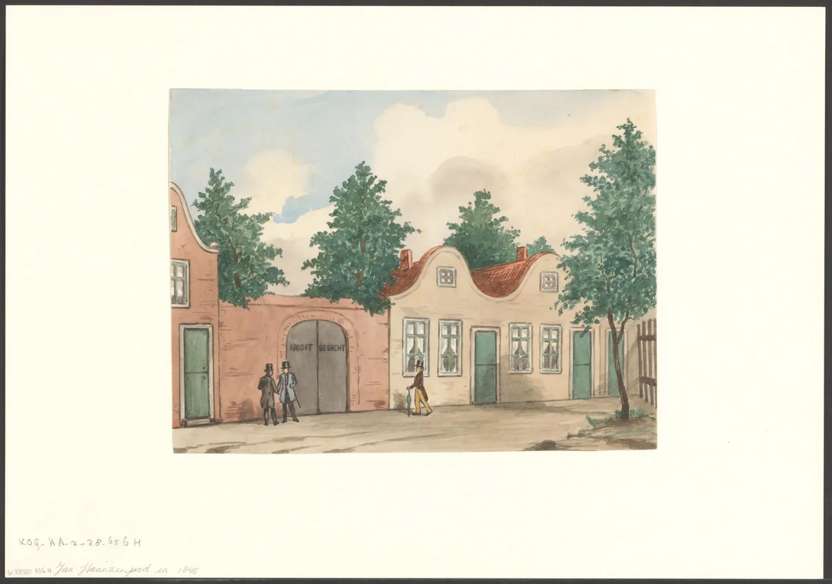 Gezicht op herberg Nooitgedacht aan het Jan Hanzenpad by Edouard Taurel, drawing, 1839-1892