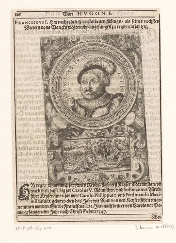 Portret van Frans I van Valois-Angoulême, koning van Frankrijk by Jost Amman, print, 1598