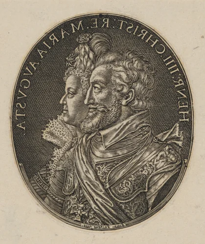 Henri IV and Maria de Medici [top half] by Simon van de Passe, print, 1595-1647