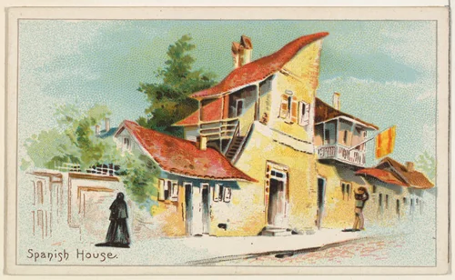 Spanish House, from the Habitations of Man series (N113) issued by W. Duke, Sons & Co. to promote Honest Long Cut Smoking and Chewing Tobacco by The Giles Company, print, 1890