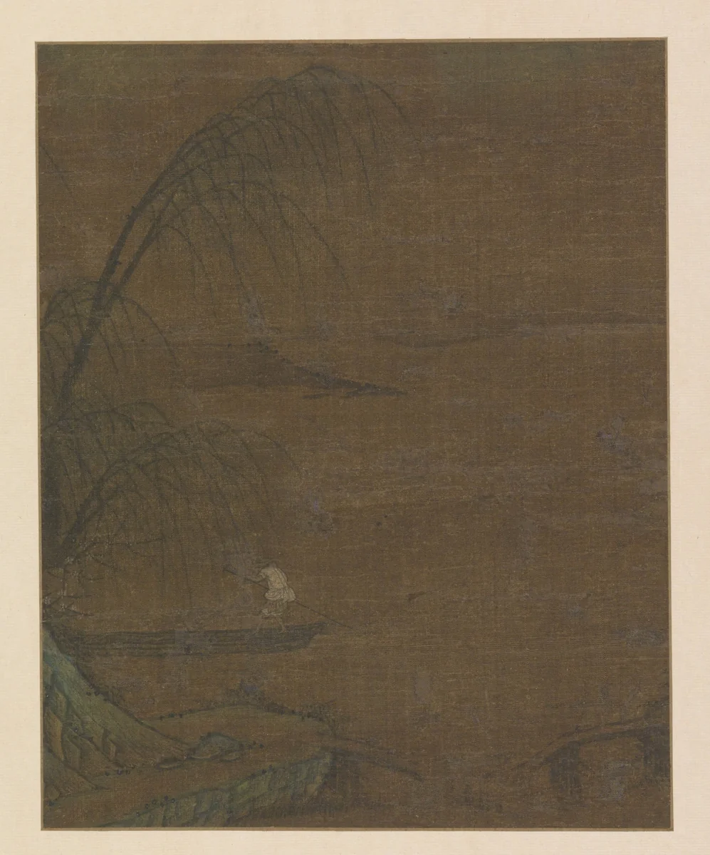 Waterlandschap met visser in een prauw by anonymous, book, 1368-1644