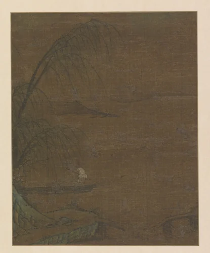 Waterlandschap met visser in een prauw by anonymous, book, 1368-1644