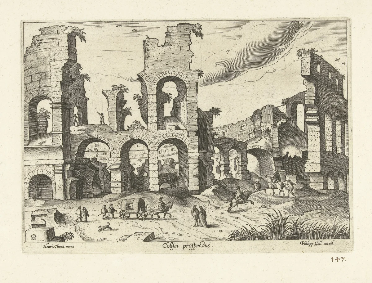 Ruïne van het Colosseum by anonymous, print, 1585