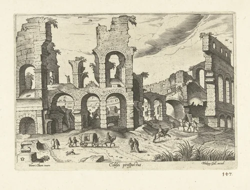 Ruïne van het Colosseum by anonymous, print, 1585