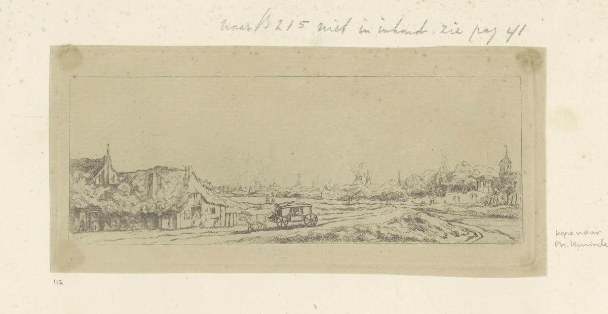 Landschap met een koets by anonymous, print, 1629-1807
