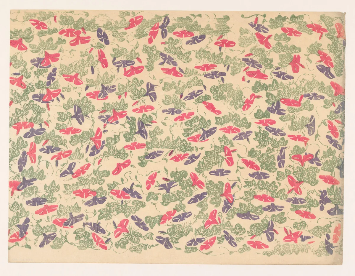 Patroon van bladranken en bloemen van de winde by anonymous, other, 1860-1930