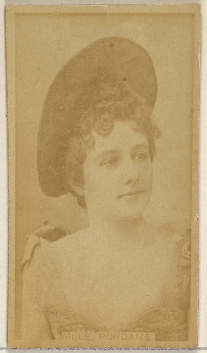 Mlle. Rordame, from the Actors and Actresses series (N45, Type 8) for Virginia Brights Cigarettes by Allen & Ginter, photograph, 1885-1891