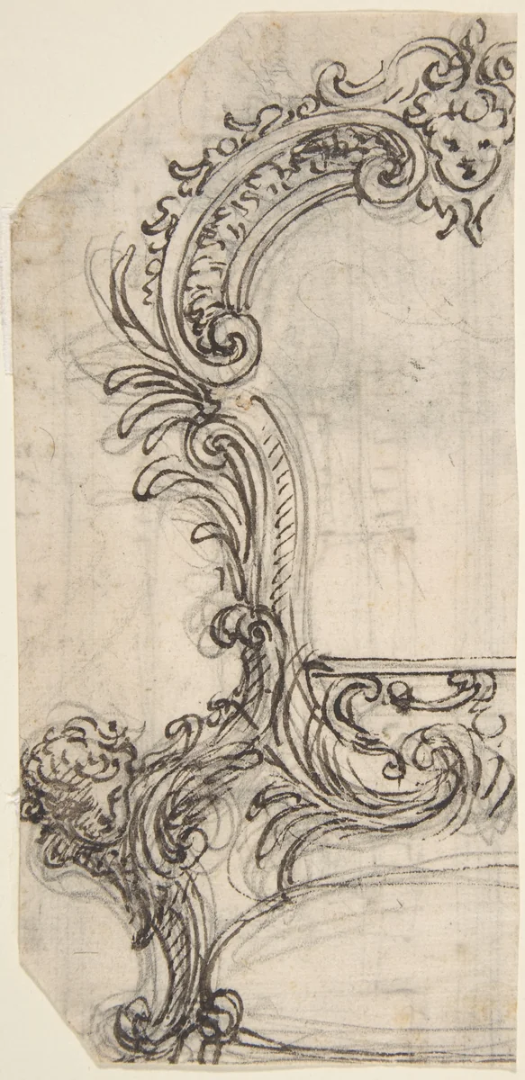 Design for the Frame of a Mirror or Fire Screen (recto); Various Sketches (verso) by Giovanni Battista Foggini, drawing, 1652-1725