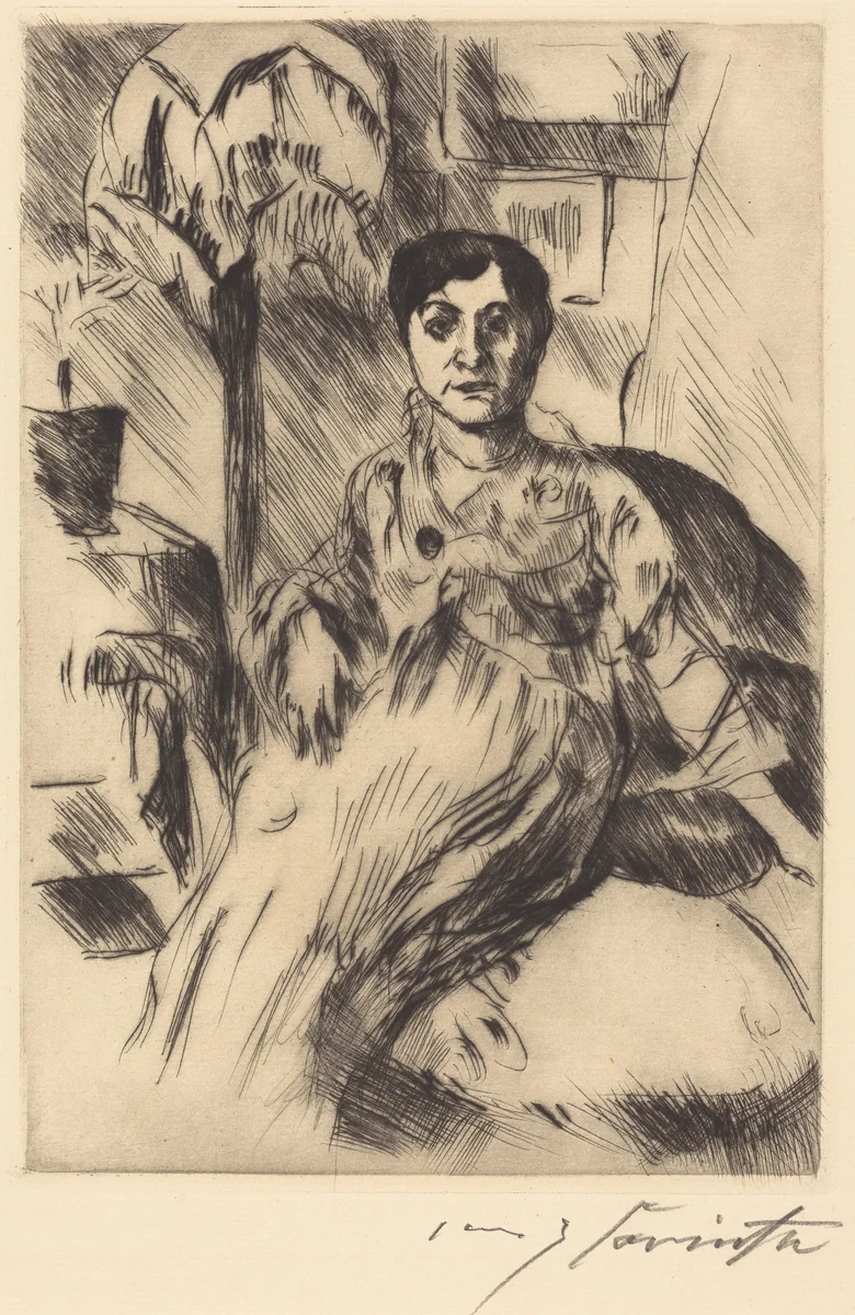Interieur mit Frau (Interior with Woman) by Lovis Corinth, print, 1917