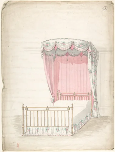 Design for a Bed and Canopy by Charles Hindley and Sons, drawing, 1841-1917
