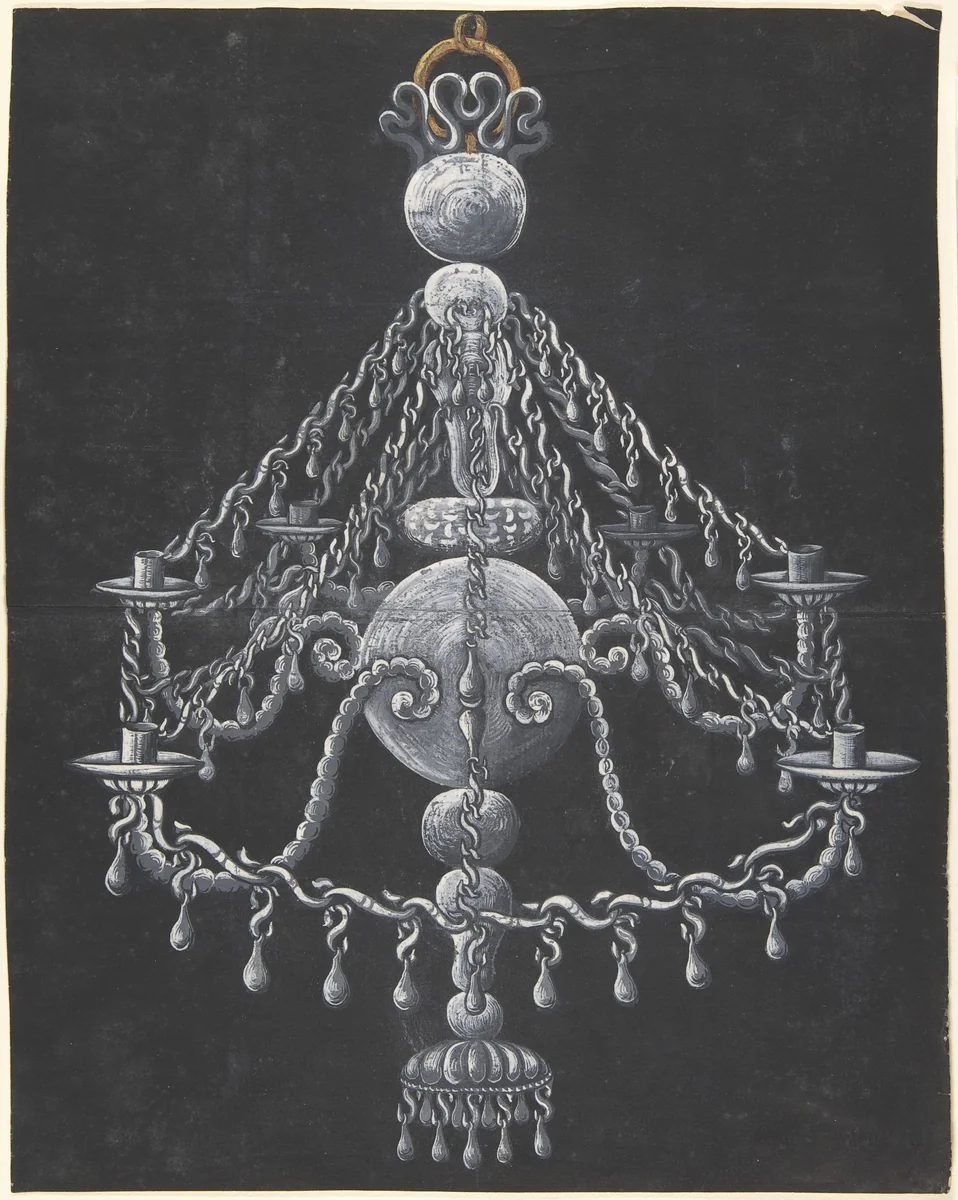 Design for a Chandelier by anonymous, drawing, 1700-1800