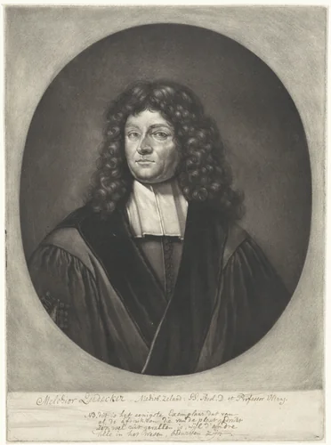 Portret van de theoloog Melchior Leydekker by Pieter Schenk, print, 1670-1713