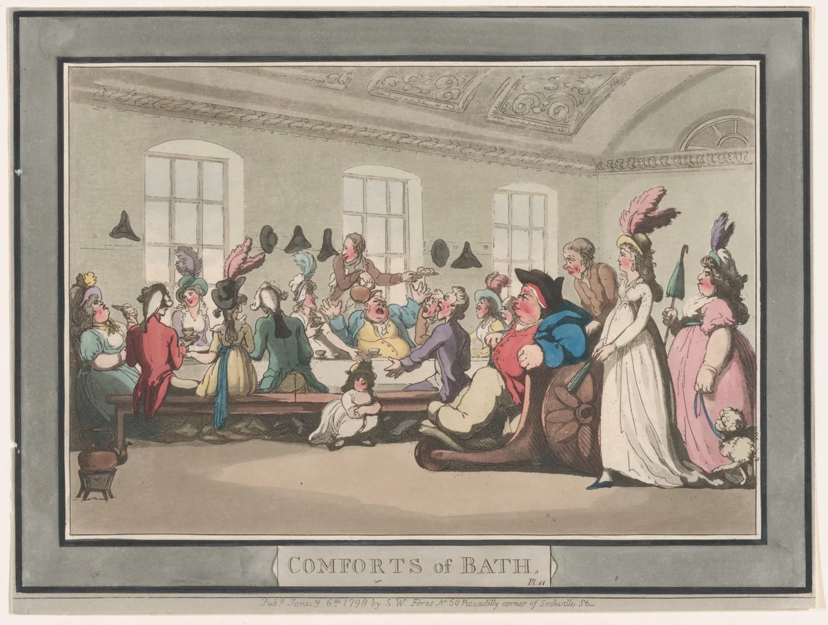 Comforts of Bath, Plate 11 by Thomas Rowlandson, print, 1798