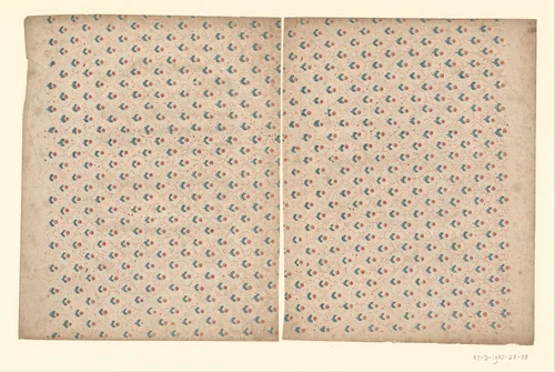 Twee bladen met strooipatroon van bloemmotief tussen stippellijnen by anonymous, other, 1750-1900
