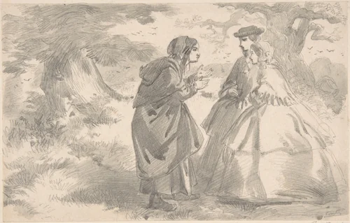 In the Park by Thomas Dalziel, drawing, 1854-1864