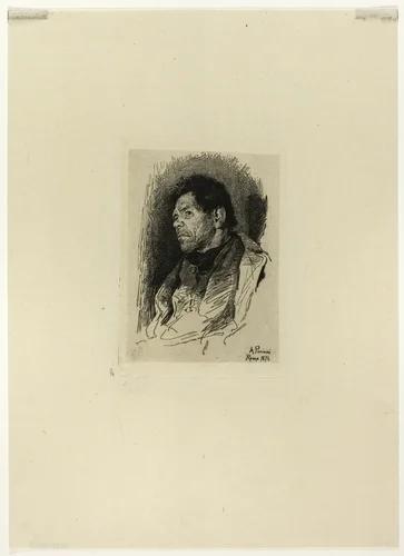 Seated Man Facing Left by Antonio Piccinni, print, 1874