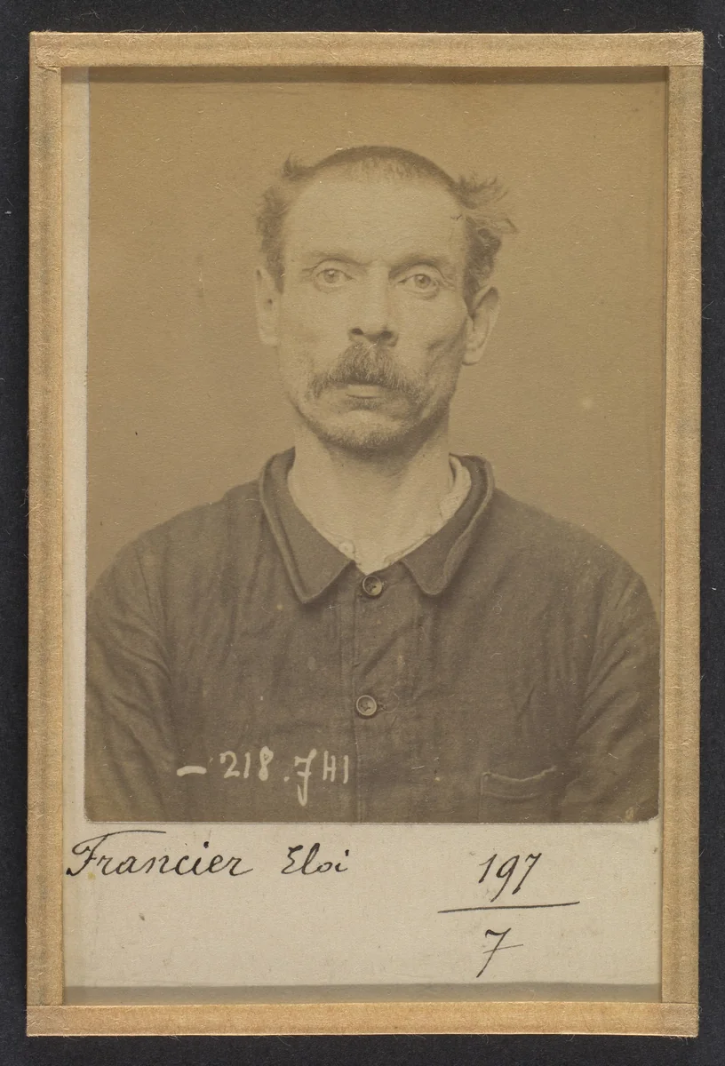 Francier. Éloi. 41 ans, né le 28/10/53 à Resson-le-Long (Aisne). Ébéniste. Anarchiste. 22/5/94. by Alphonse Bertillon, photograph, 1894