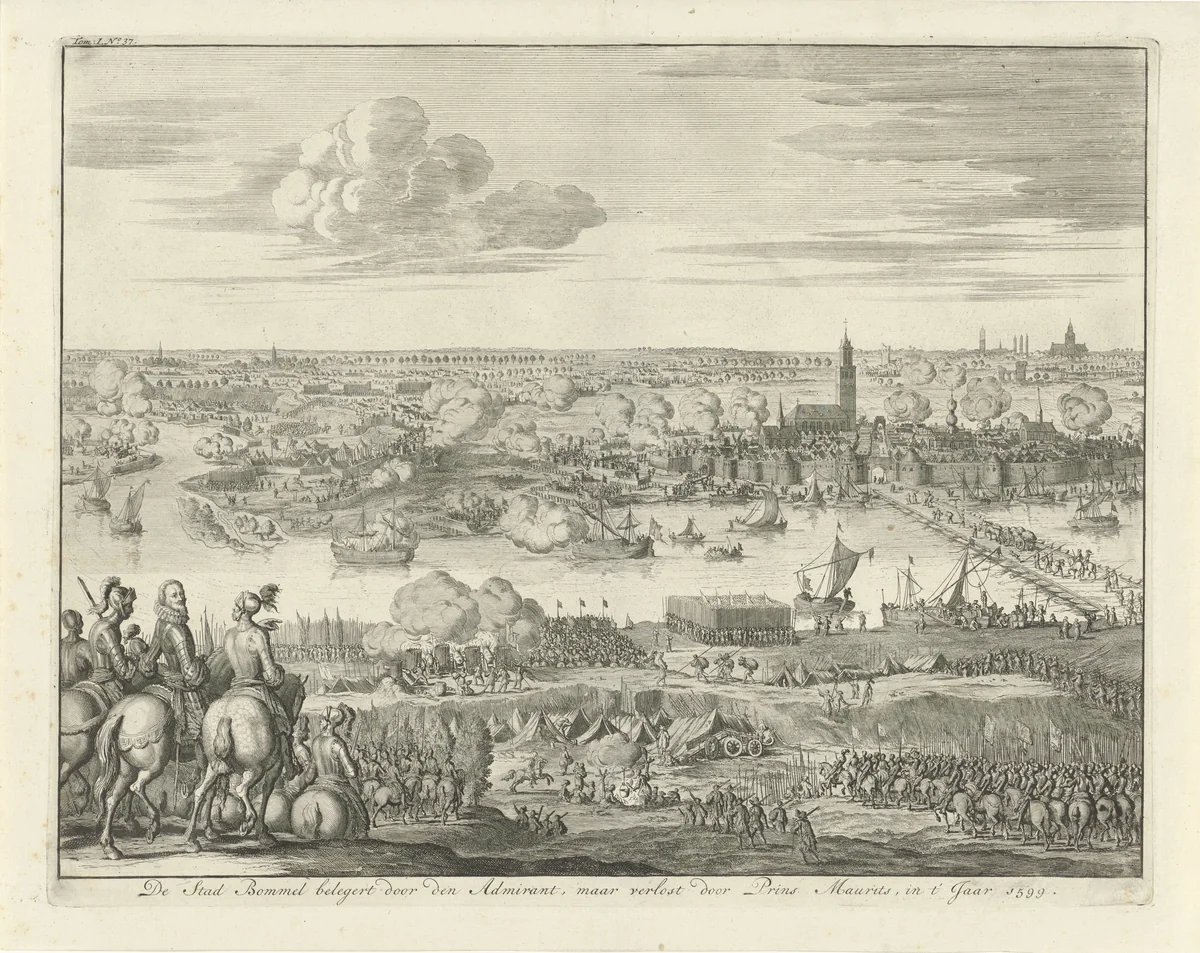 Beleg van Zaltbommel door Mendoza, 1599 by Jan Luyken, print, 1679-1681