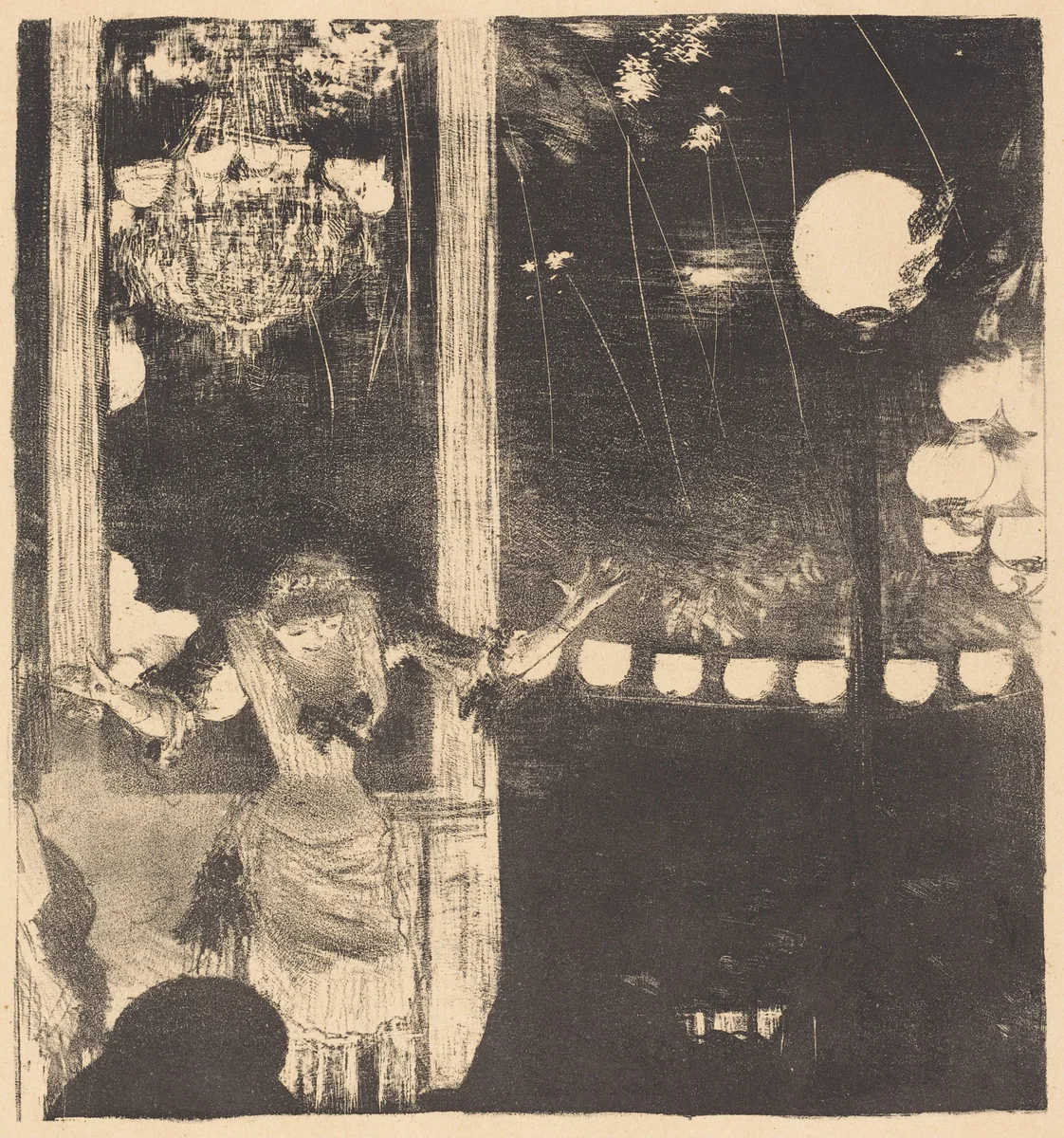 Mademoiselle Bécat at the Cafe des Ambassadeurs (Aux Ambassadeurs: Mlle Bécat) by Edgar Degas, print, 1877