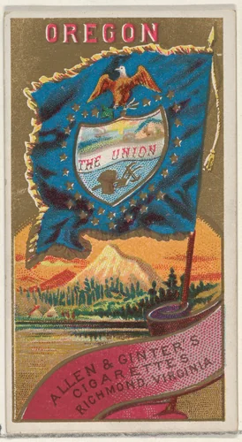 Oregon, from Flags of the States and Territories (N11) for Allen & Ginter Cigarettes Brands by Allen & Ginter, print, 1888
