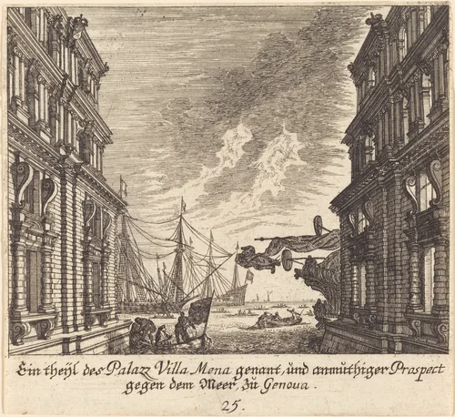 Palazzo Villamena, Genoa by Melchior Küsel; Johann Wilhelm Baur, print, 1681
