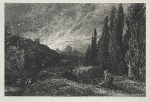 The Early Ploughman by Samuel Palmer, print, 1861