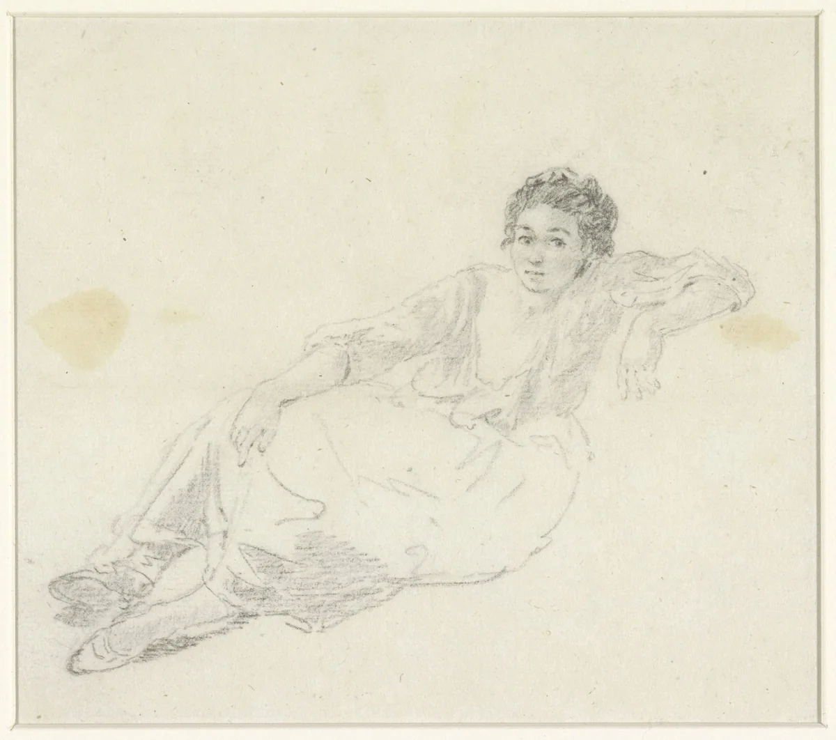 Op de grond zittende boerin by David de Sandoz-Rollin, drawing, 1750-1809