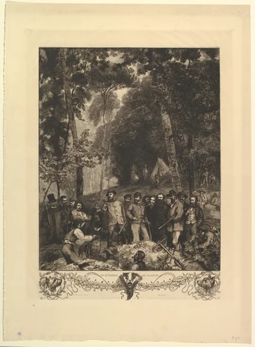 Un Déterrage de Blaireau by Félix Bracquemond, print, 1863