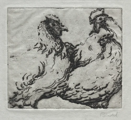 Chickens by William George Reindel, print, 1912-1920