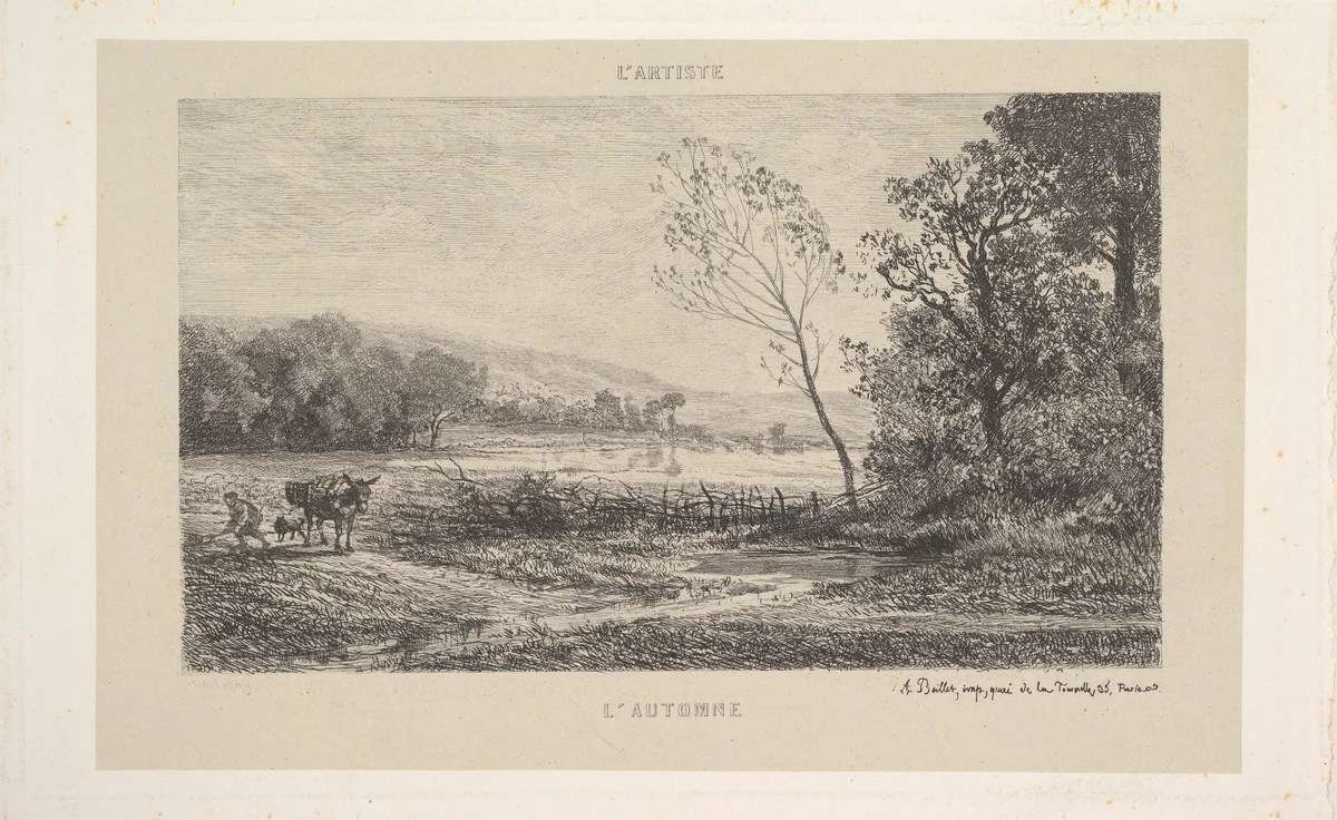 Autumn, from "L'Artiste" by Charles-François Daubigny, print, 1848